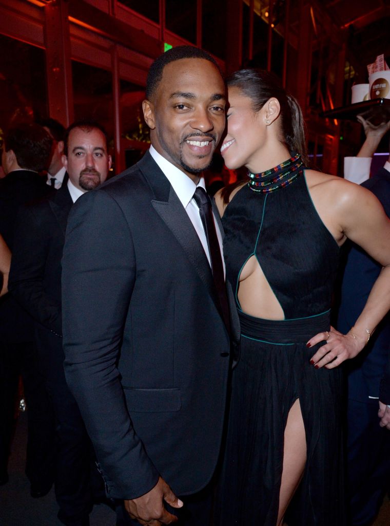 Paula Patton and Anthony Mackie were having a great time together at the Vanity Fair party.