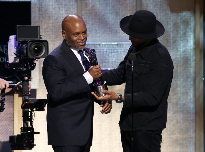 L.A Reid accepting the Business of Entertainment Award, presented by Usher