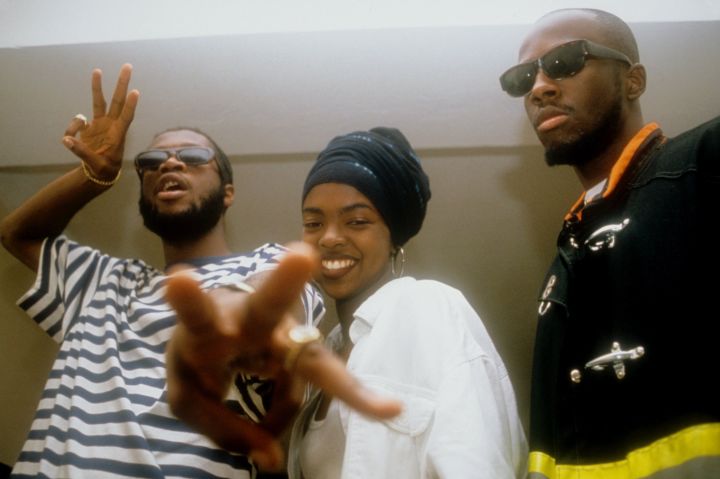Wyclef Jean, Lauryn Hill, and Pras Michel – better known as The Fugees – posed for a flick while kicking it backstage at the Manhattan Center before a 1993 performance in New York City, New York.
