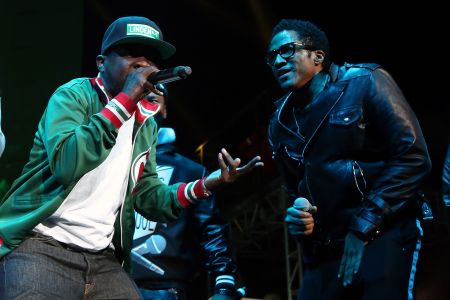 Phife Dawg and Q-Tip of A Tribe Called Quest perform during Hot 97’s ‘Busta Rhymes And Friends: Hot For The Holidays’ concert at Prudential Center on December 5, 2015 in Newark, New Jersey.