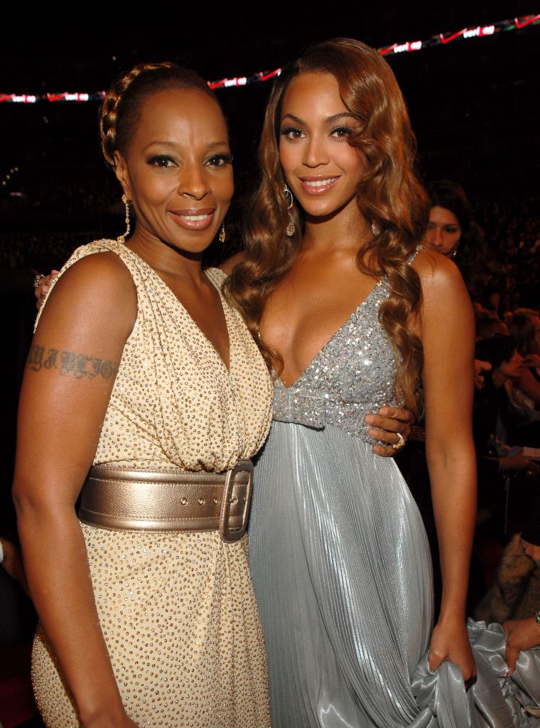 Bey flicks it up with another Queen, Mary J. Blige.