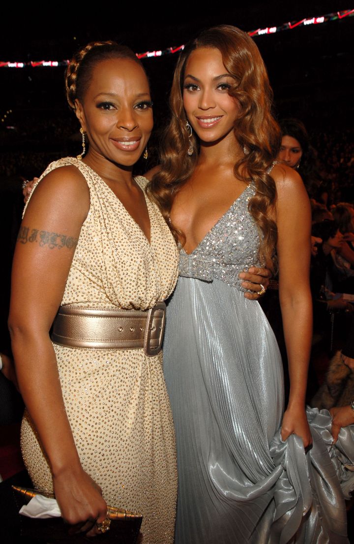 Bey flicks it up with another Queen, Mary J. Blige.