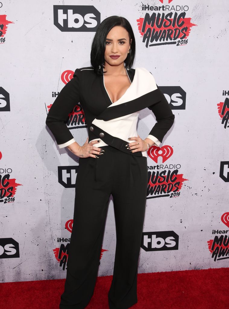 Demi Lovato went the classic route in a white and black look.