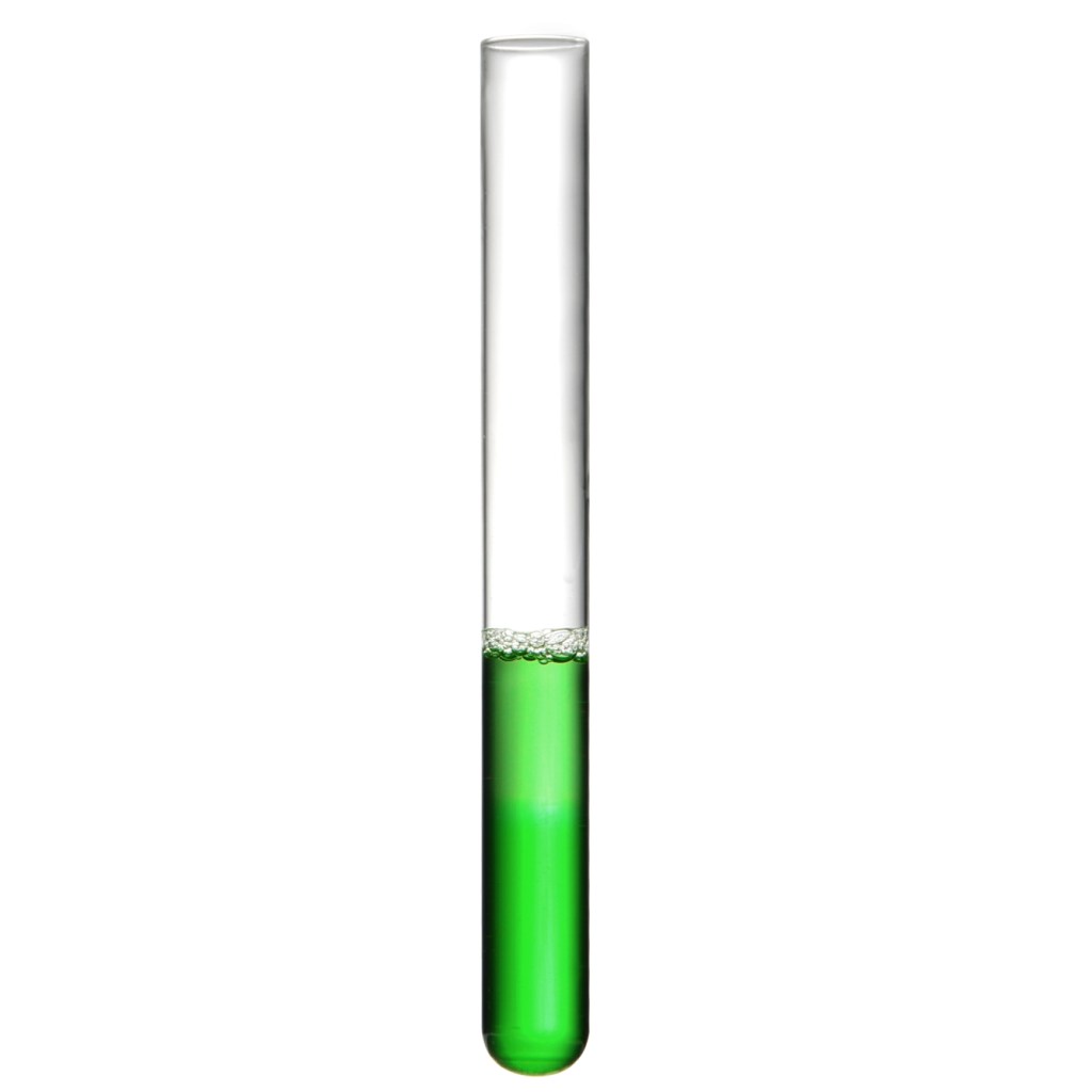 Test tube with green liquid, for cutout