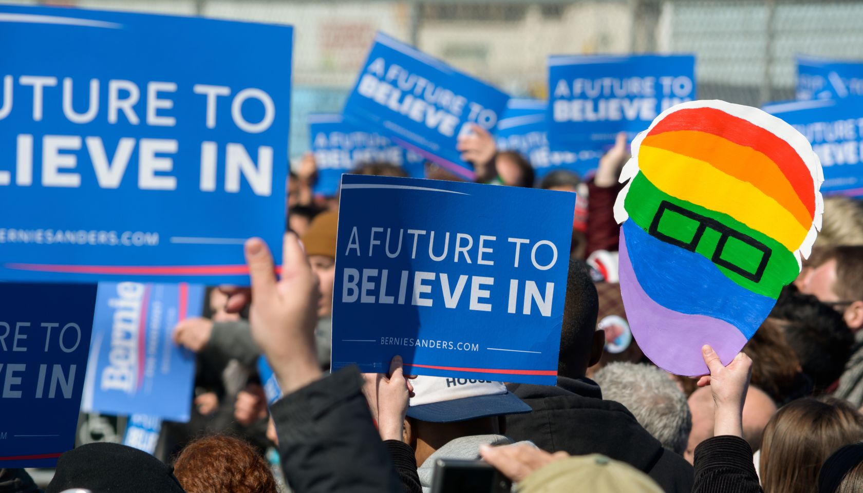 Bernie Sanders supporters during his rally in Coney Island...