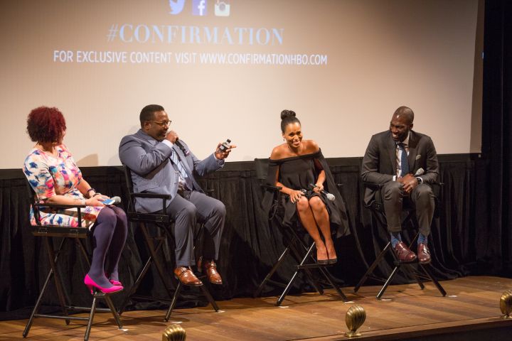 Wendell Pierce, Kerry Washington, & Rick Famuyiwa on a panel with Nikole Hannah-Jones.