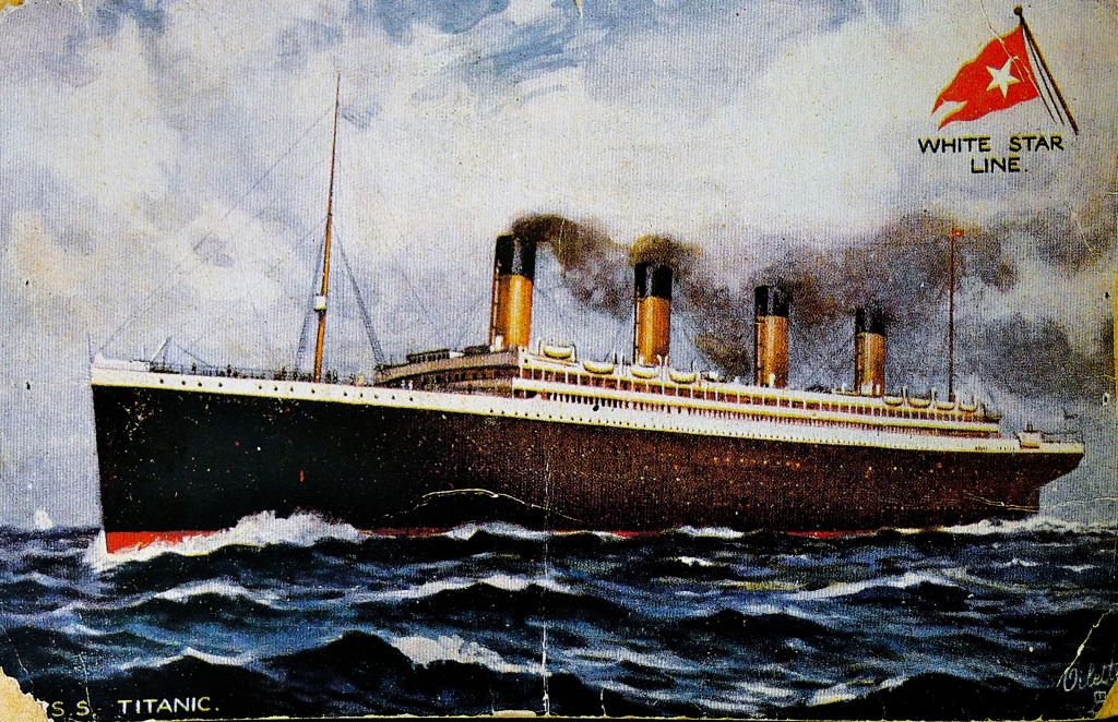 Pre-disaster postcard, front depicting the Titanic.
