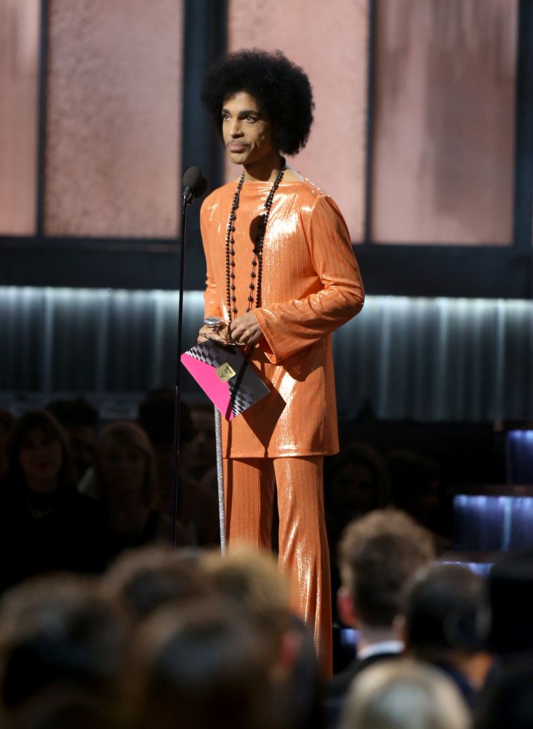 Prince speaks onstage during The 57th Annual GRAMMY Awards at STAPLES Center.