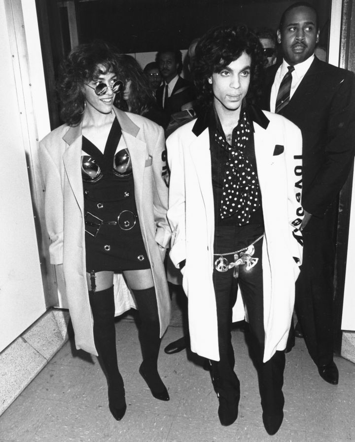 Singers Sheila E (left) and Prince arriving for a tour of Britain, July 25th 1988.