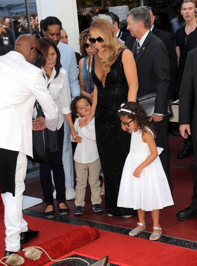 Mariah with her munchkins at her Hollywood Walk of Fame ceremony