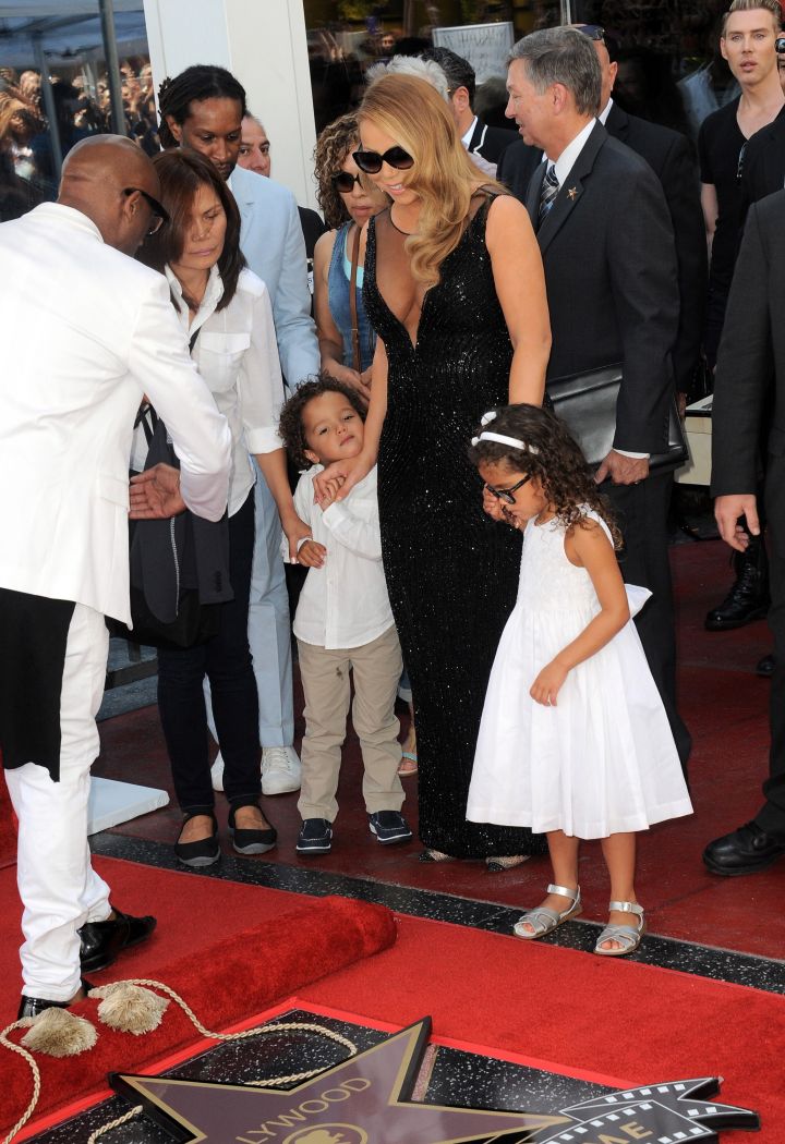 Mariah with her munchkins at her Hollywood Walk of Fame ceremony