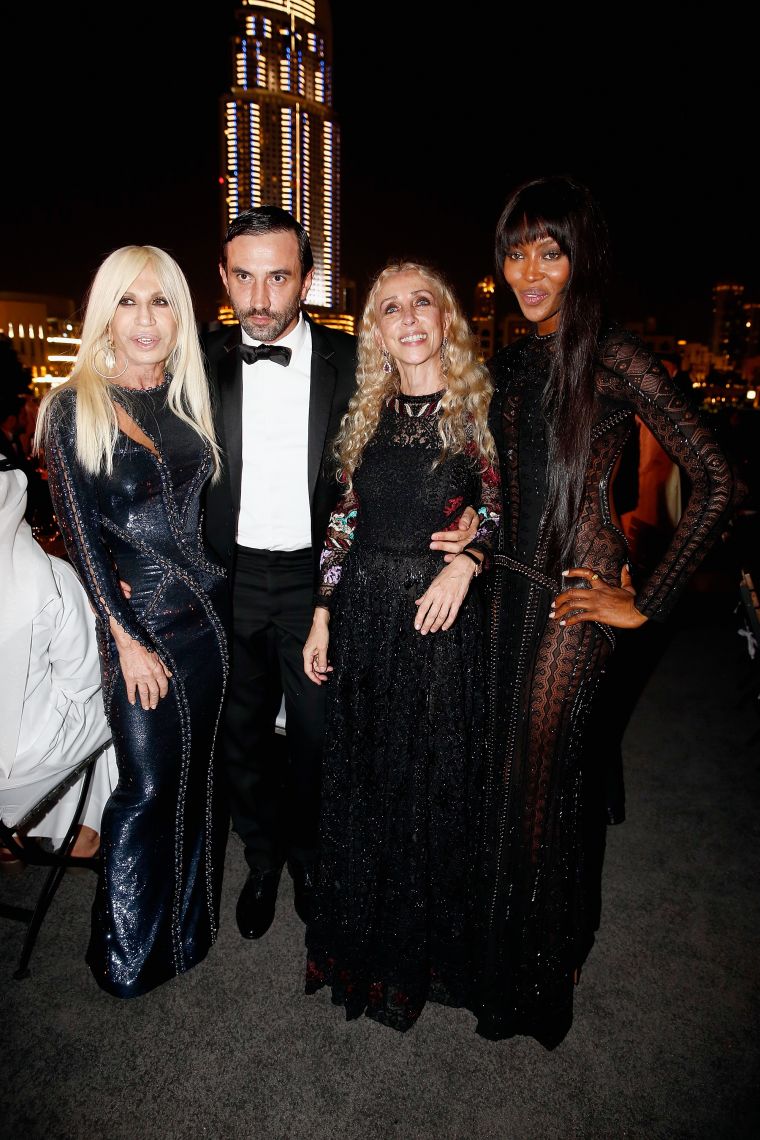 Donatella gave major glam while posing with friends Riccardo Tisci and Naomi Campbell.