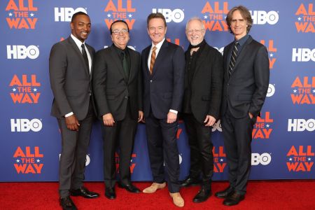 Anthony Mackie & Bryan Cranston with executives from HBO & the film “All The Way.”
