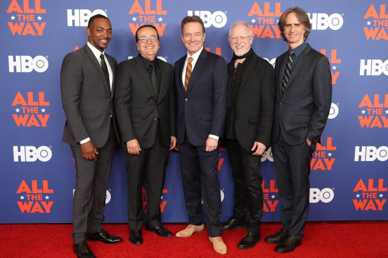 Anthony Mackie & Bryan Cranston with executives from HBO & the film “All The Way.”