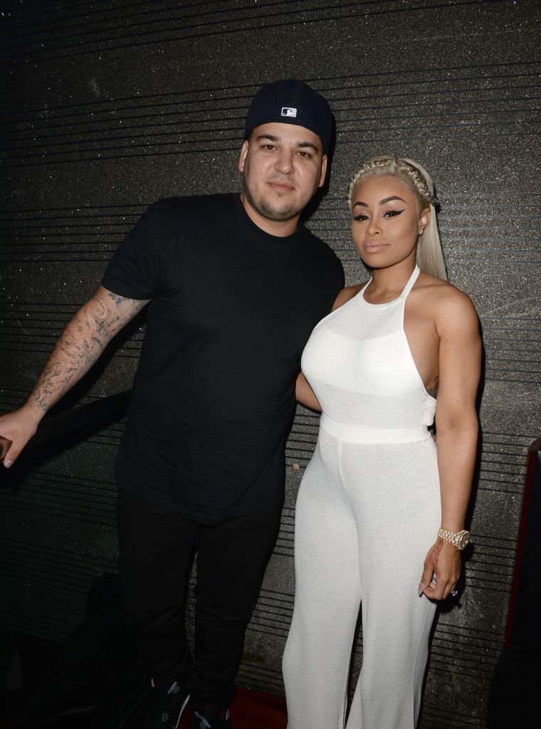 We first spotted a hint of a baby bump when Chyna donned a white jumpsuit for a night out with Rob.