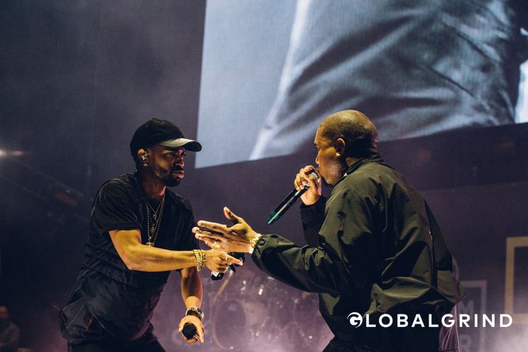 Big Sean and Kanye West performing at 2016 Hot 97 Summer Jam at Met Life Stadium.