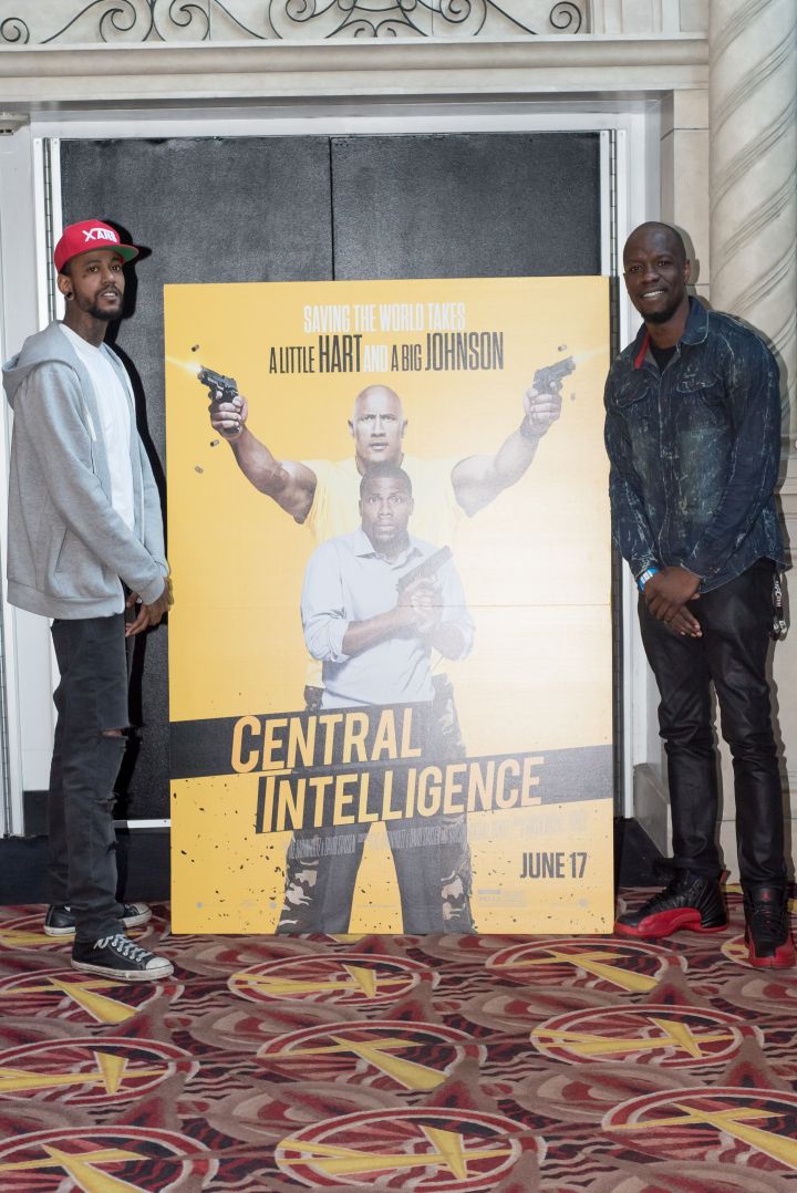 Rapper Tray Pizzy and DJ Zeke stop by the #XillaMovieParty for Central Intelligence in New York City