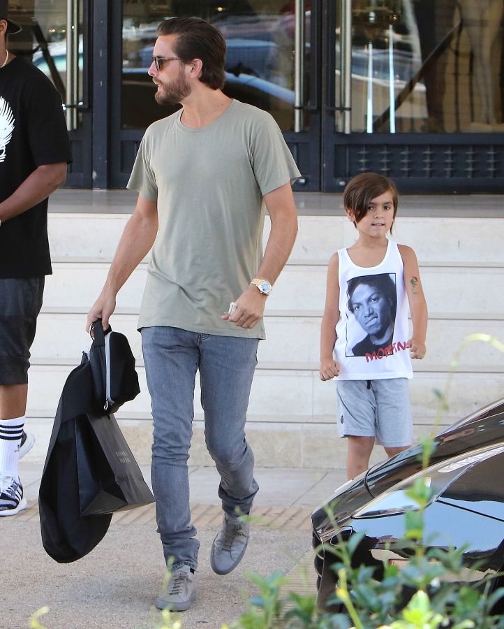 Scott Disick and son Mason go shopping at Barneys New York