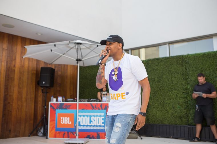 Mack Wilds Performing At JBL’s “Charge 3” Poolside Launch.