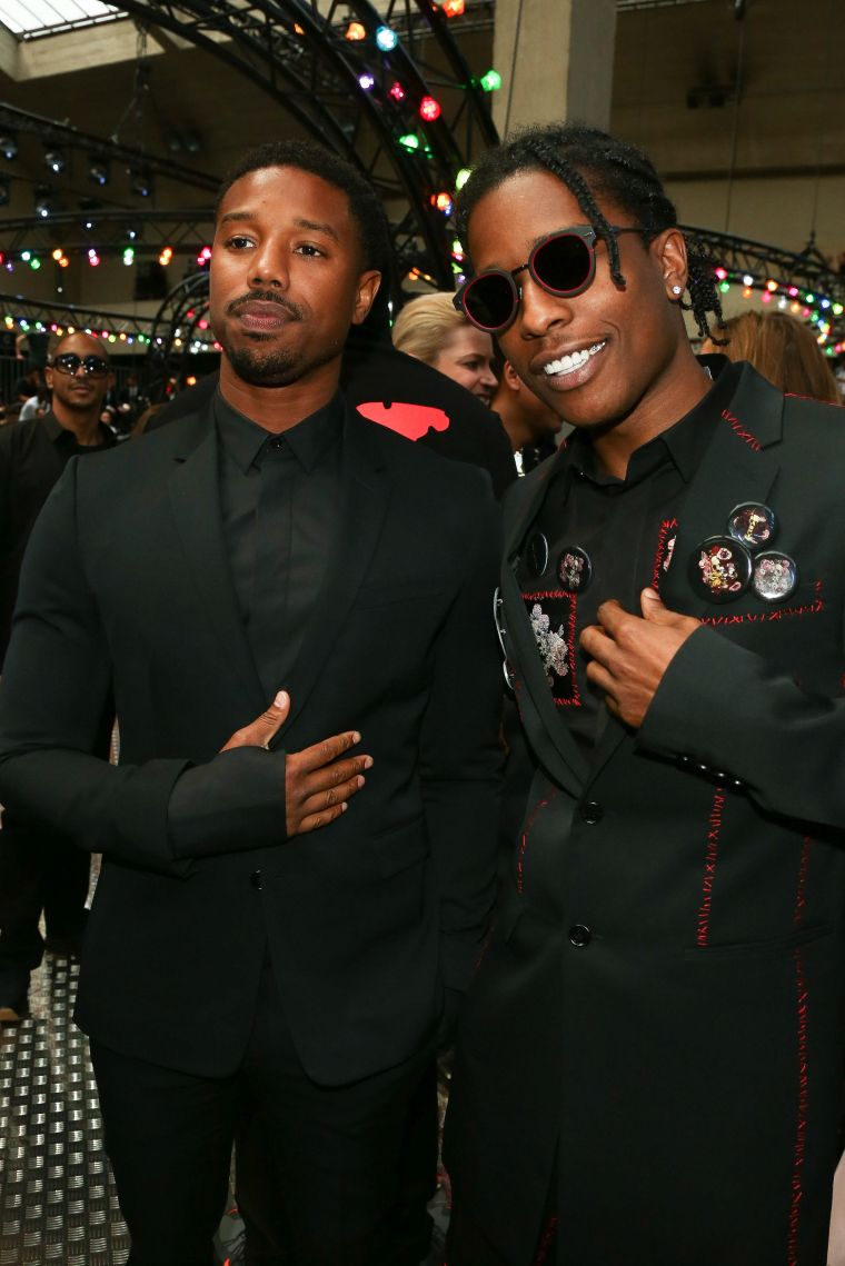Michael B. Jordan and A$AP Rocky attend the Dior Homme show.