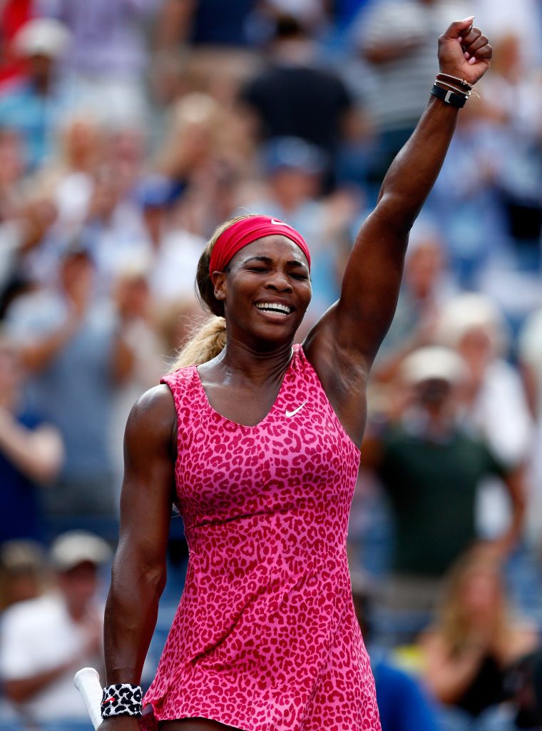 Serena looks gorgeous in Pink Cheetah at the 2014 US Open