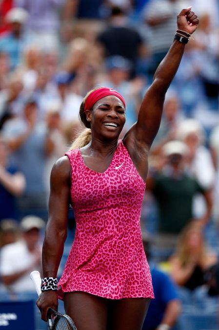 Serena looks gorgeous in Pink Cheetah at the 2014 US Open
