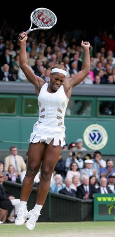 Serena Williams of the US celebrates def