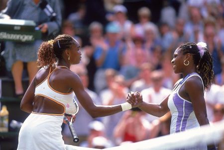 Venus rocks one of her signature cutout tennis outfits at Wimbledon in 2000
