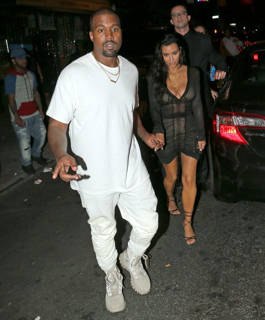 Kim Kardashian and Kayne West leave Pasquale Jones after hanging out with Swizz Beatz, Alicia Keys, Jay-Z, Beyonce, P. Diddy, and Cassie after the VMA's in New York City.