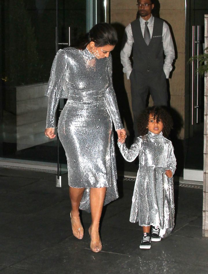 Kim Kardashian takes North West out and about in NYC.