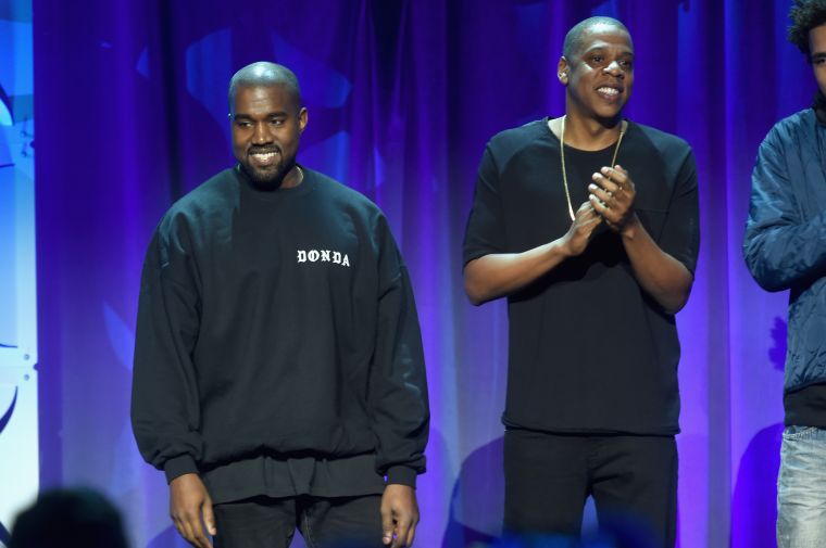 Jay Z and Kanye West at the official TIDAL launch event.