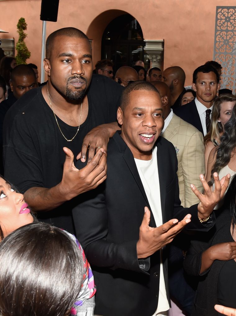 Jay and Ye at the Roc Nation And Three Six Zero Pre-GRAMMY Brunch in 2015