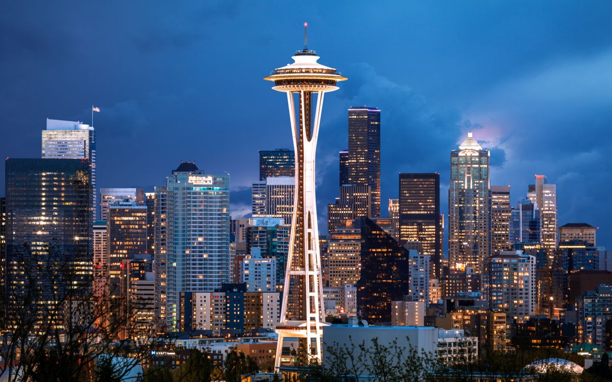 Stormy Sky, Space Needle, Seattle, Washington, America