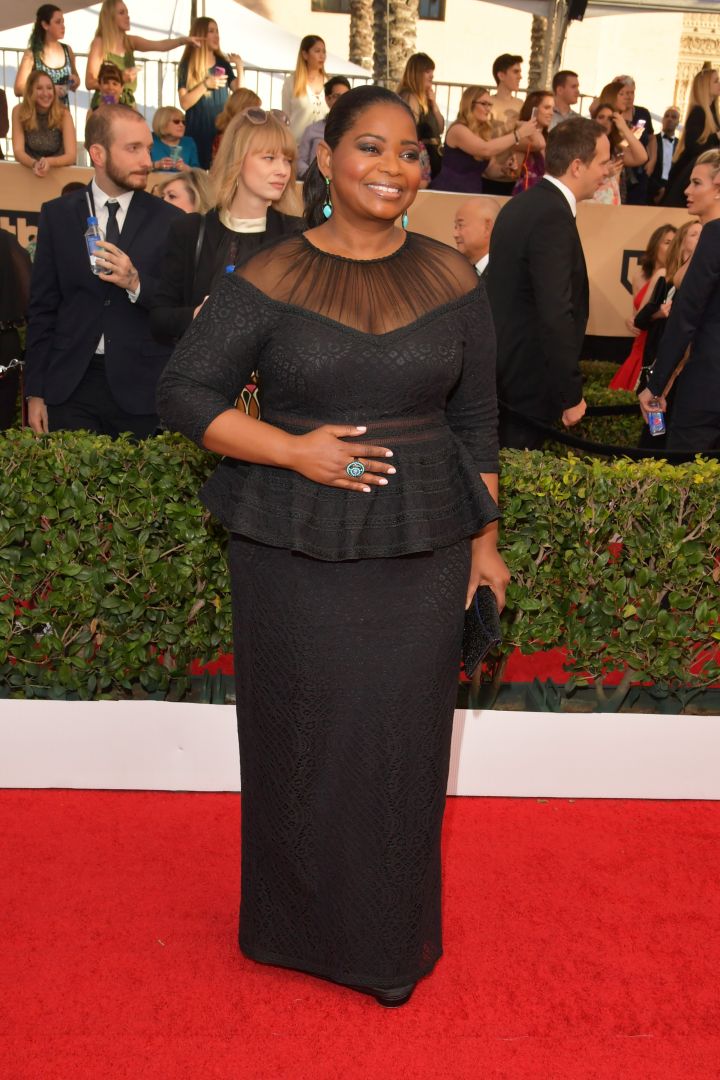 Octavia Spencer was all smiles in her classic black ensemble.