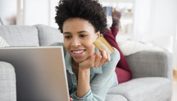 Black woman shopping online
