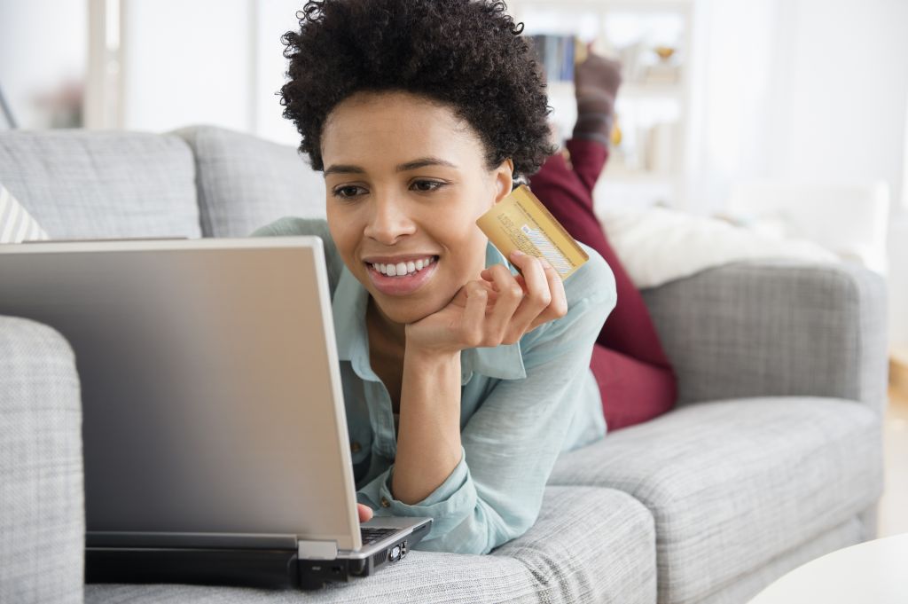 Black woman shopping online