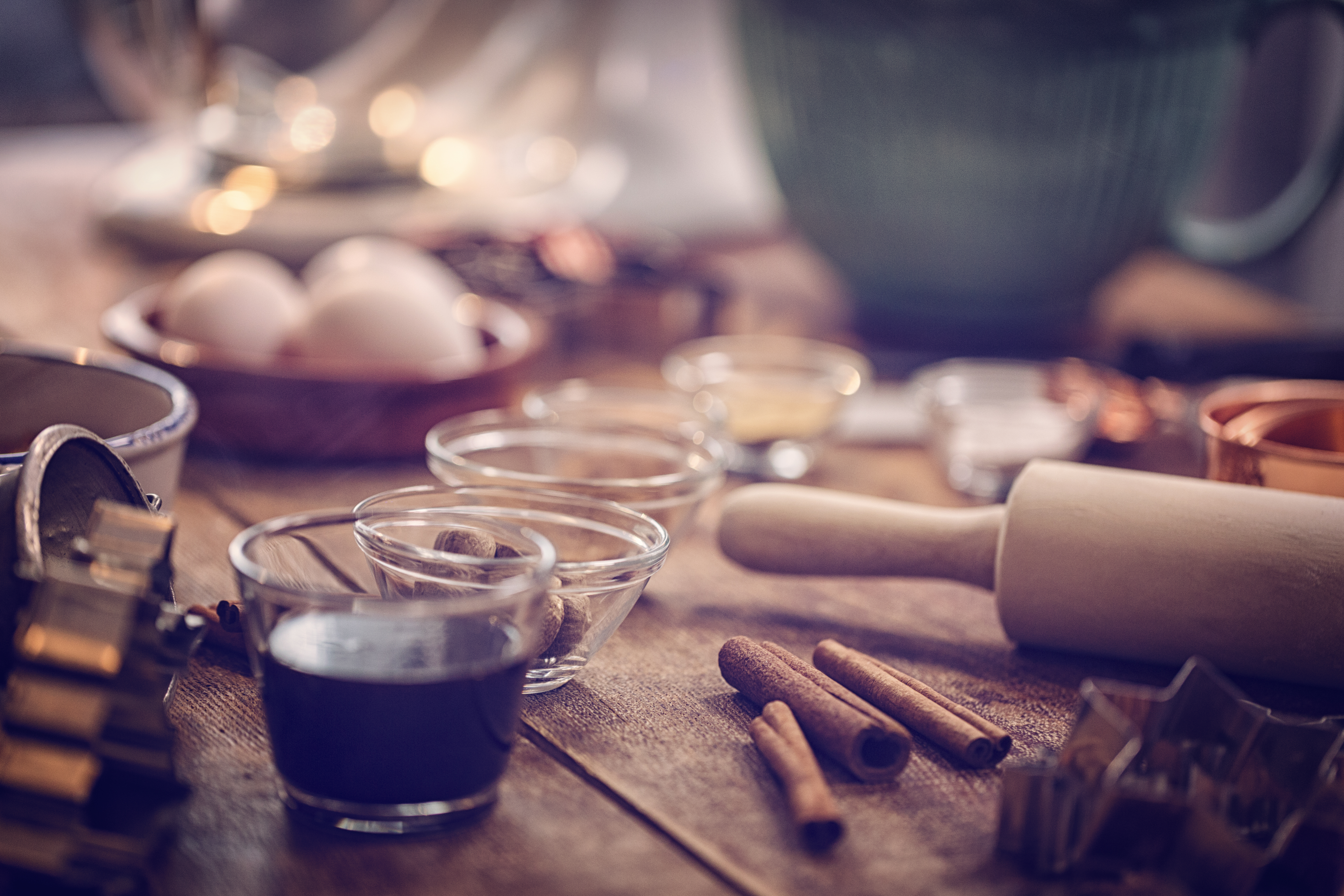 Ingredients and Baking Utensils for Baking Christmas Cookies