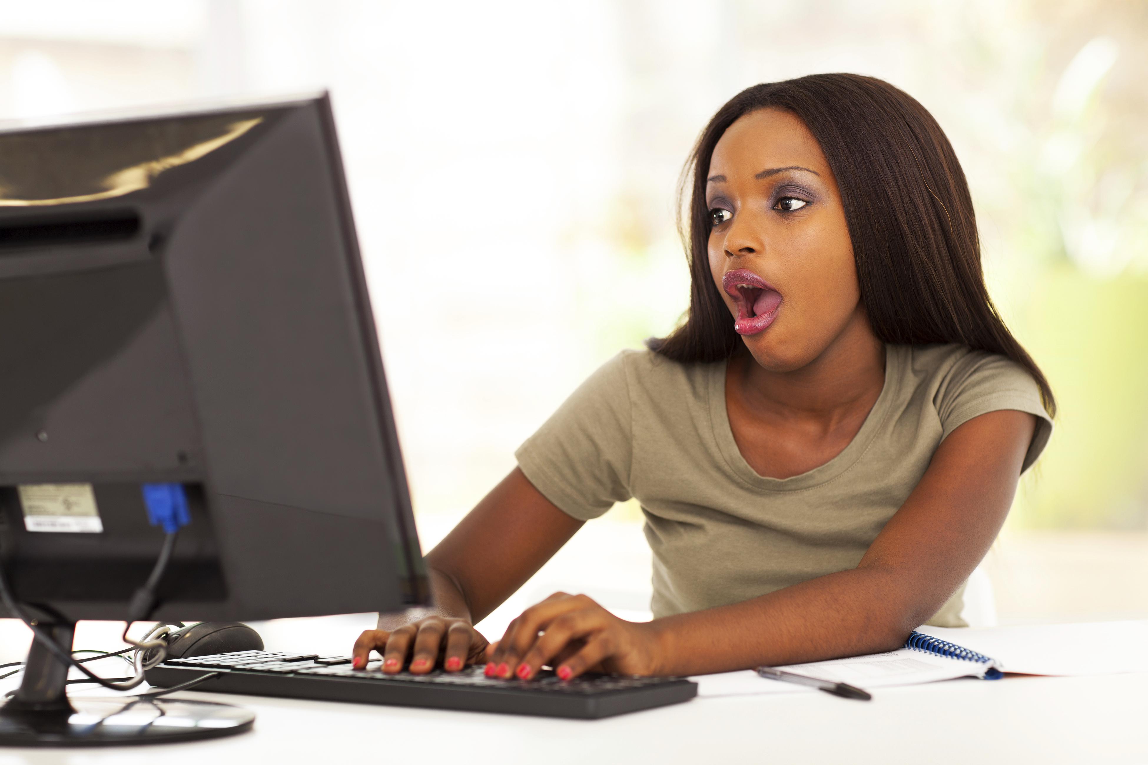 cute young woman using instant message