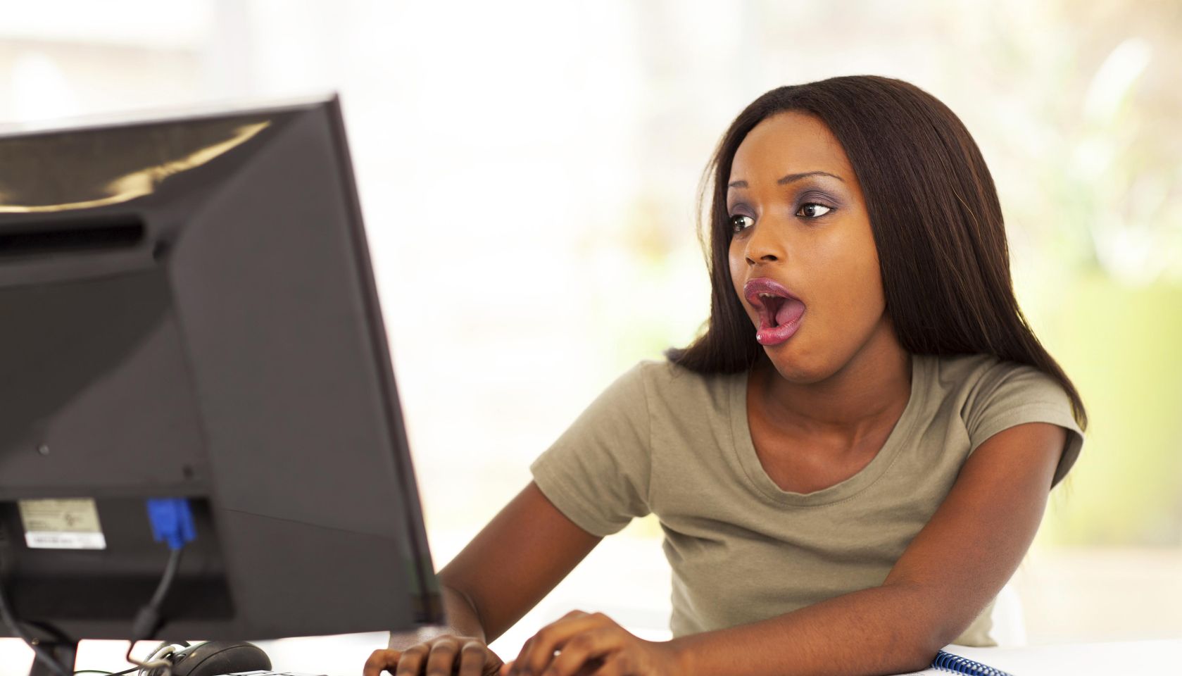 cute young woman using instant message
