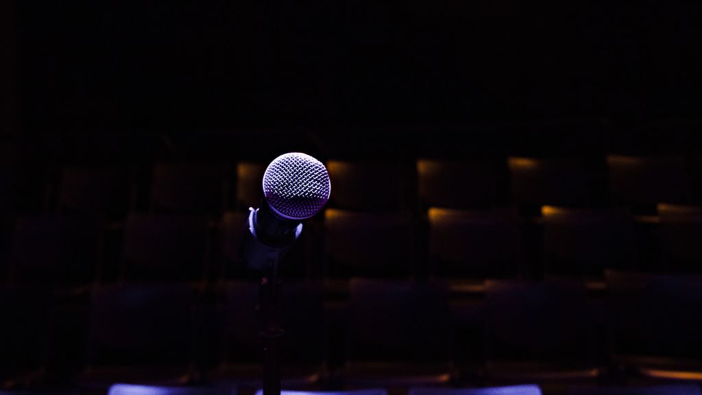 High Angle View Of Microphone On Stage