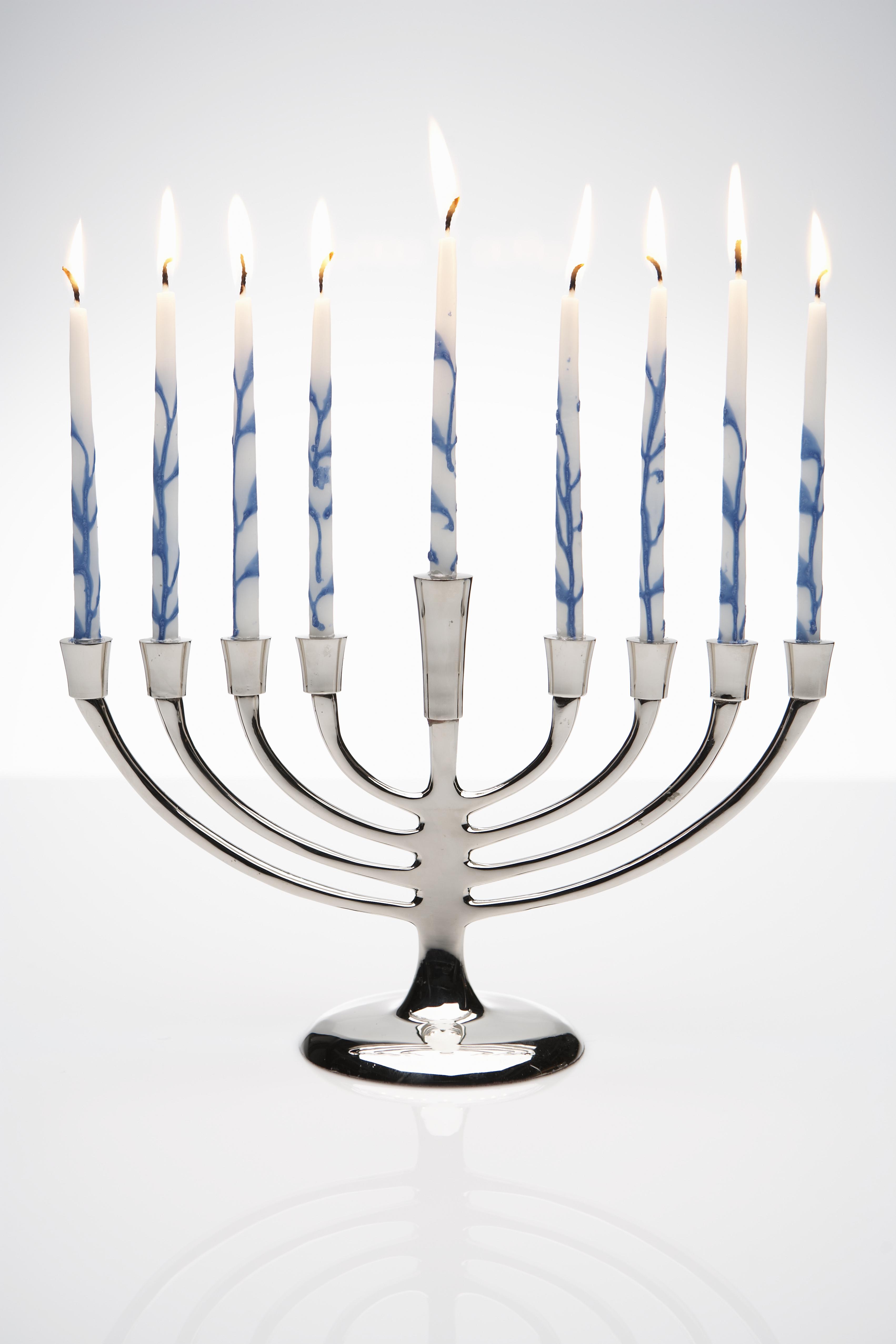 Menorah with burning candles