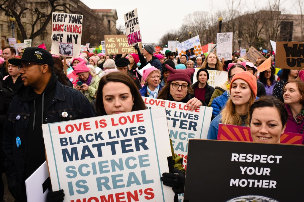 Thousands of people marched in Washington, DC on Saturday January 21, 2016 during the women march.