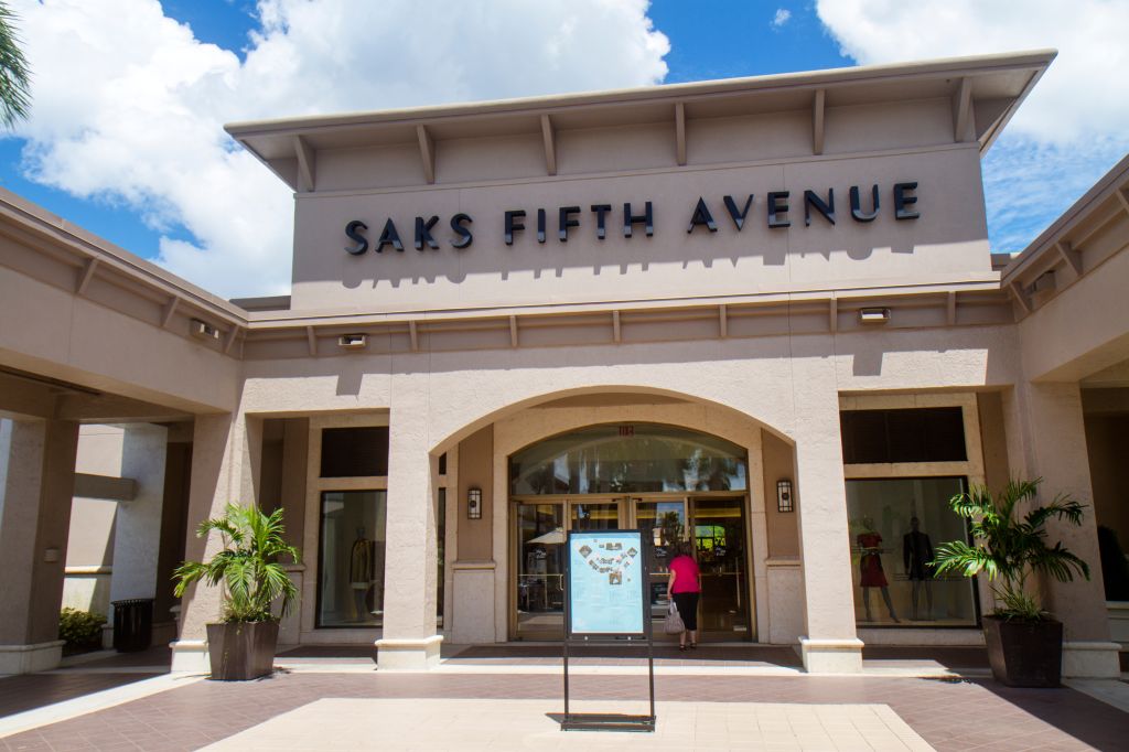 The entrance to Saks Fifth Avenue at Bell Tower Shops.
