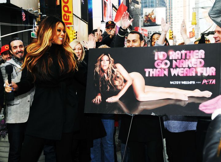 2. Wendy Williams poses for PETA’s “I’d Rather Go Naked Than Wear Fur” ad campaign.