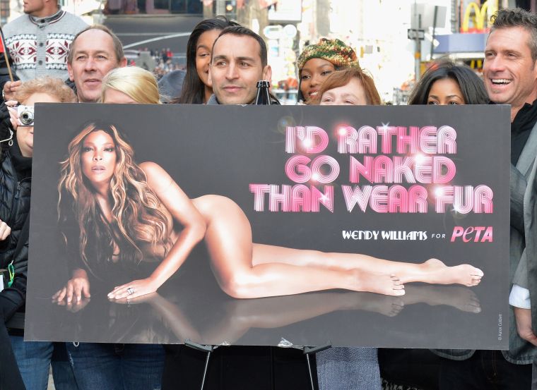 1. Wendy Williams poses for PETA’s “I’d Rather Go Naked Than Wear Fur” ad campaign.