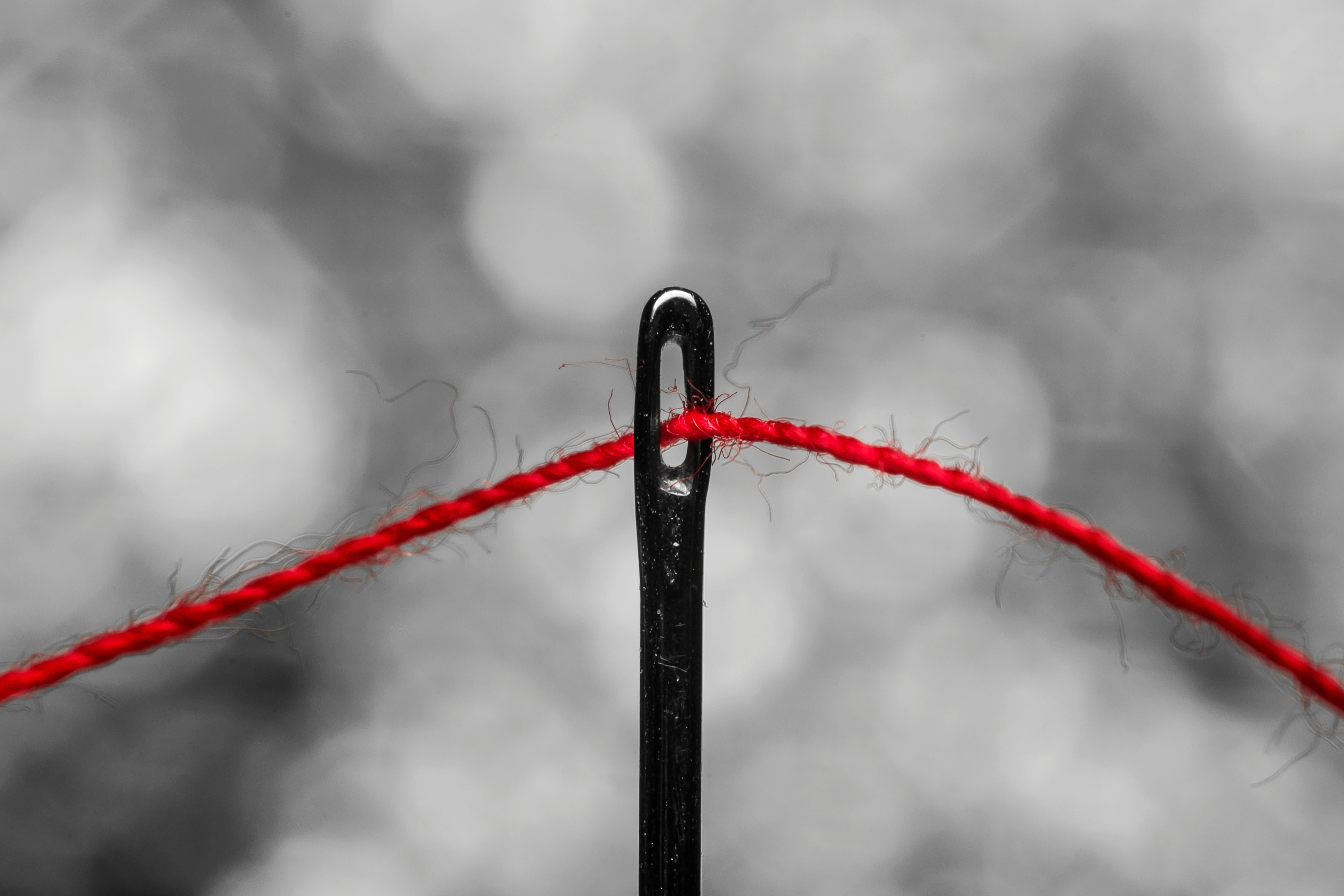 Low Angle View Of Thread In Needle