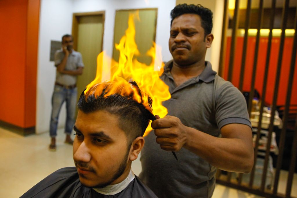 Hair Cutting with Fire