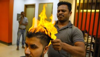 Hair Cutting with Fire