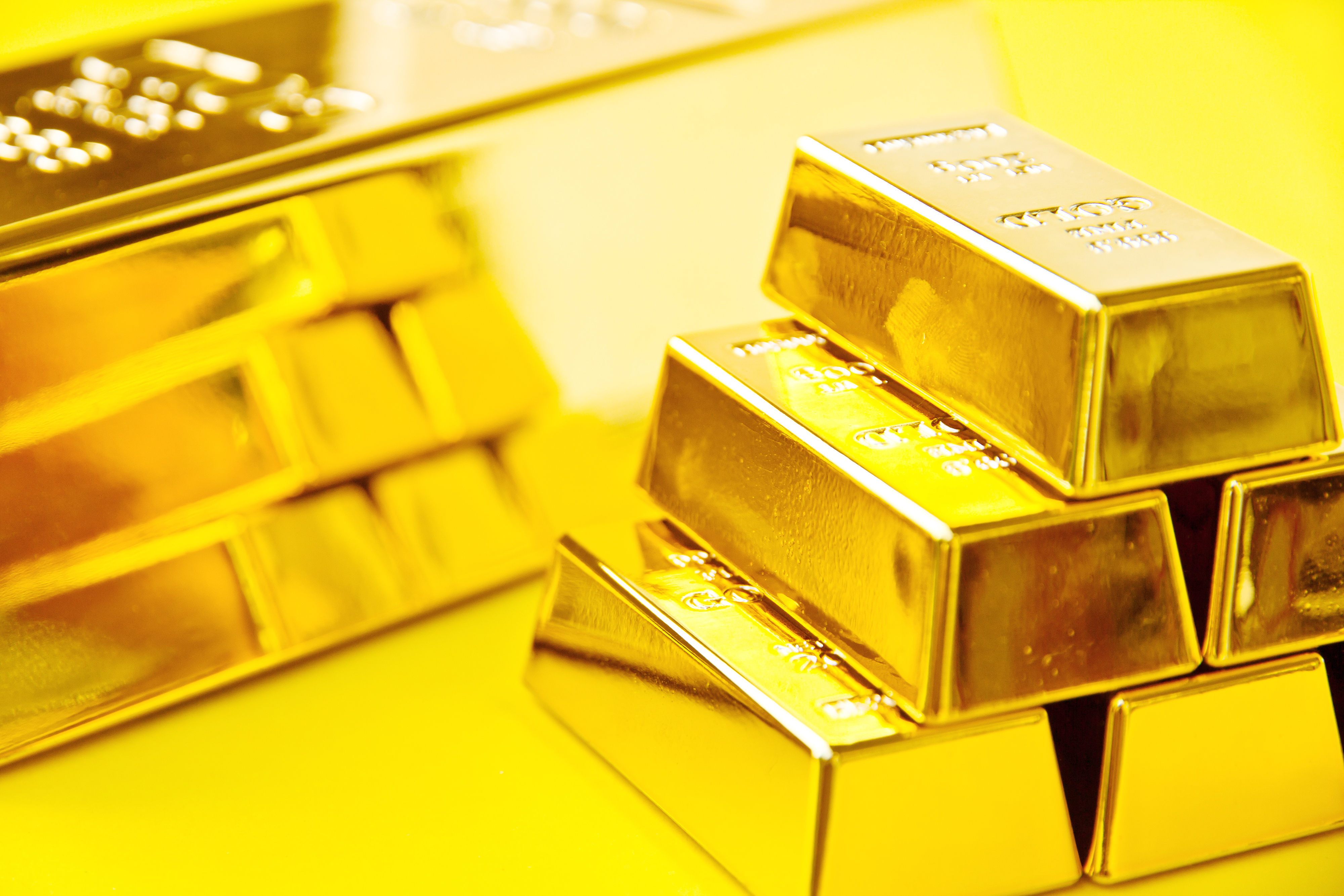 Close-Up Of Gold Ingots