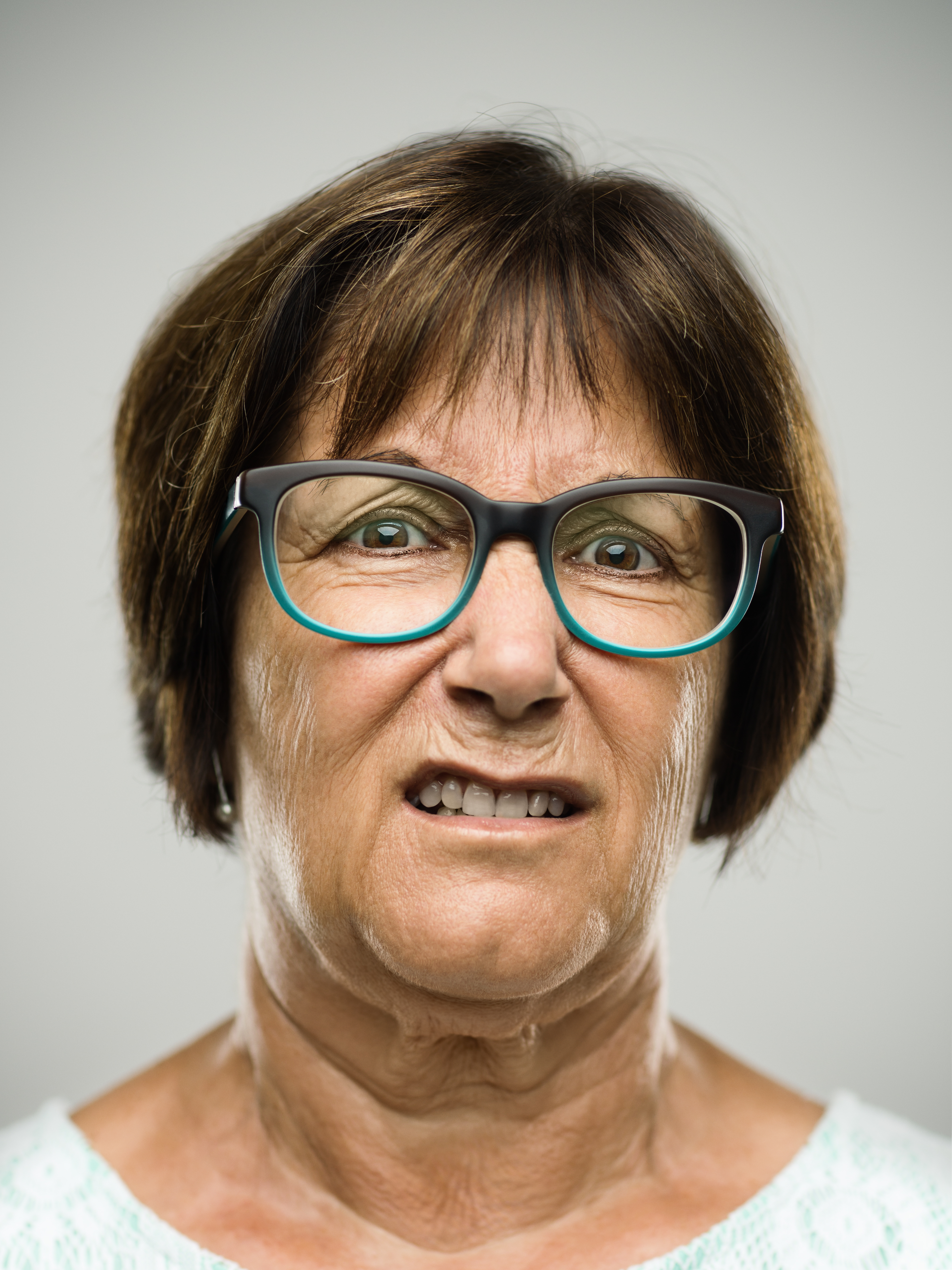 Real angry senior woman portrait